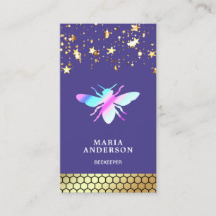 Carte De Visite Confetti d'or Beehive Purple Honey Beekeeper