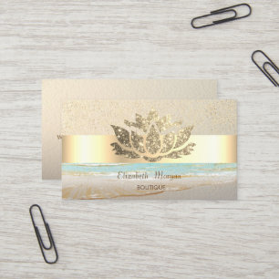 Carte De Visite Confetti d'or moderne, Bleu, Bleu, Lotus