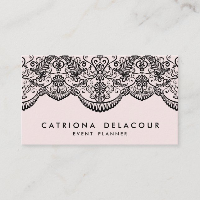 Carte de visite Confetti en dentelle noire Brocade (Devant)