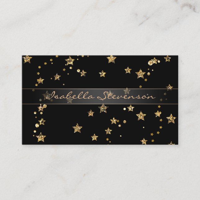 Carte De Visite Confetti étoiles dorées parties scintillant brilla (Devant)