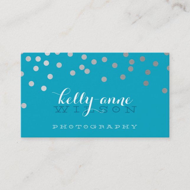 Carte De Visite CONFETTI GLAMOROUS mignon feuille argent gras tach (Devant)