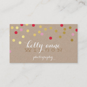 Carte De Visite CONFETTI GLAMOUR mignon or gras rouge rose kraft