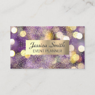 Carte De Visite Confetti   Métallique brossé d'or   Bokeh
