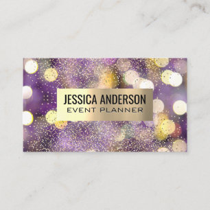 Carte De Visite Confetti Métallique brossé d'or Bokeh