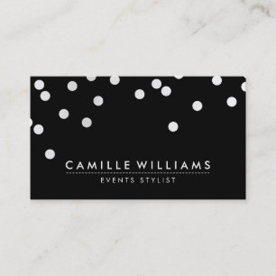 Carte De Visite CONFETTI moderne mignon point motif blanc noir