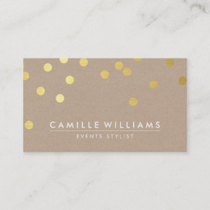 Carte De Visite CONFETTI moderne mignon point motif feuille d'or k
