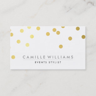 Carte De Visite CONFETTI moderne mignon pois motif feuille d'or