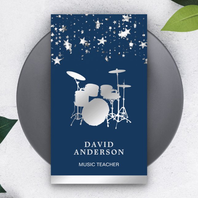 Carte De Visite Confetti Music Enseignant Tambour Kit tambour Arge (Créateur téléchargé)