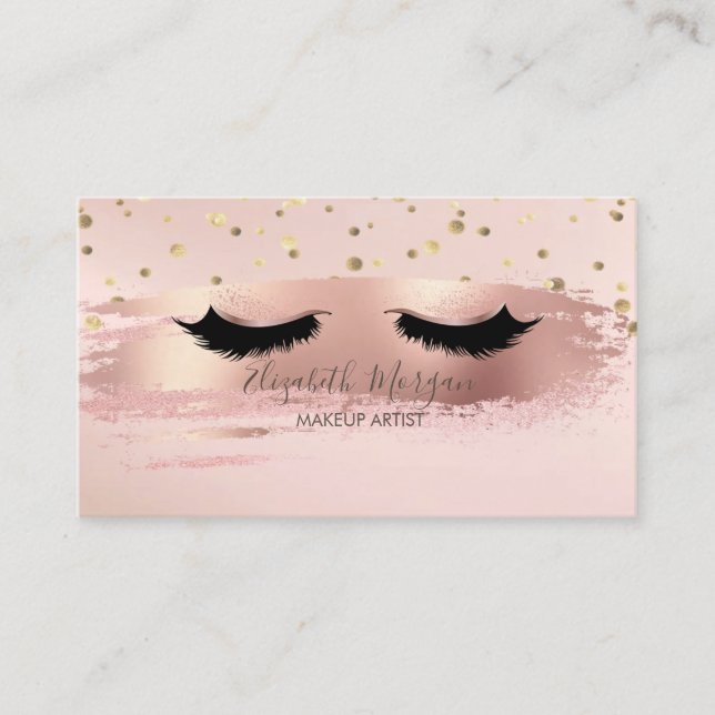 Carte De Visite Confetti Or Moderne, Brosse Stroc, Faux Lashes (Devant)
