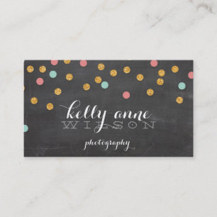 Carte De Visite CONFETTI PARTIES SCINTILLANT corail menthe d'or mi