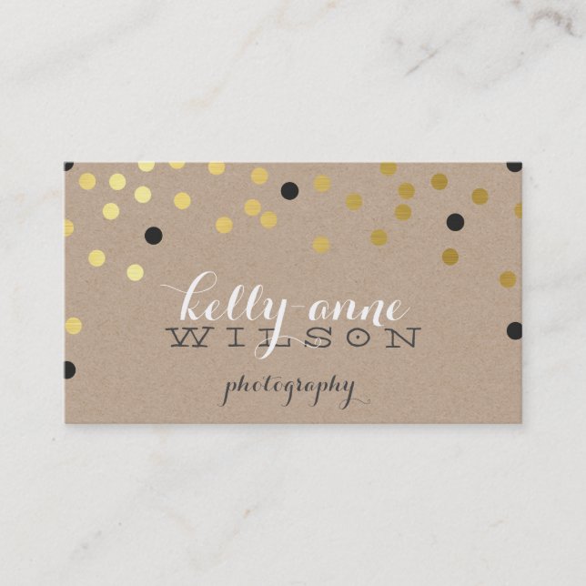 Carte De Visite CONFETTI PERSONNALISÉ Plaque kraft gLAMOREUSE (Devant)