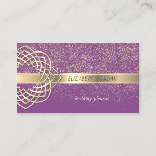 Carte De Visite Confetti Violet Doré Moderne Élégant