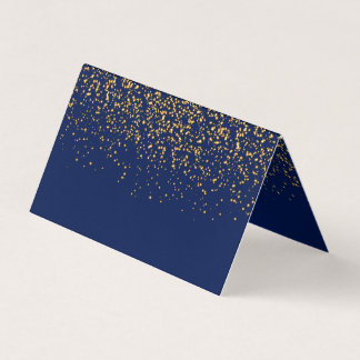 Carte De Visite Confettis Bleu foncé et Or | Vierge