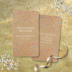 Carte De Visite Confettis de mariage Kraft rustique Bohème élégant