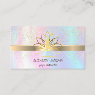 Carte De Visite Confettis Élégants, Lotus, Yoga Holographique