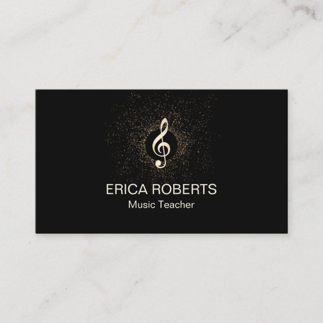 Carte De Visite Confettis modernes musicaux de clef d'or de (Devant)