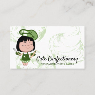 Carte De Visite Confiserie Baker green Girl
