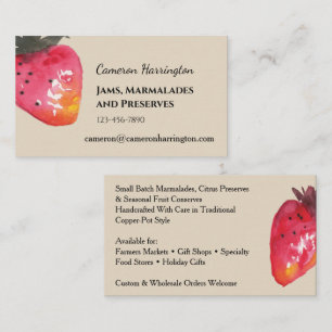 Carte De Visite Confit de fraises à l'aquarelle Artisan           