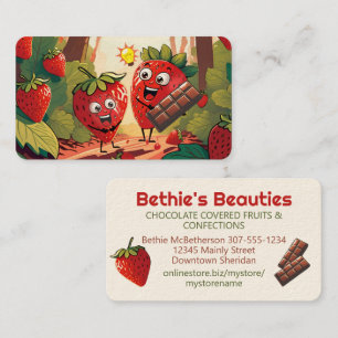 Carte De Visite confitures de fraise trempée recouvertes de chocol
