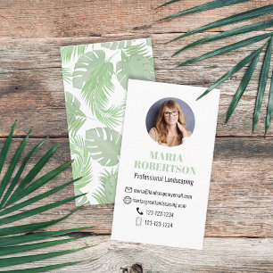Carte De Visite Connect with Me   QR Code Social Media Palm Leaves
