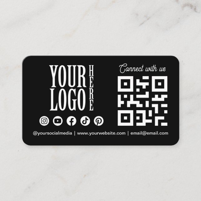 Carte De Visite Connect with us Social Media QR Code Black Busines (Devant)