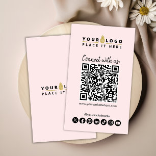 Carte De Visite Connectez-Vous À Us QR Code Médias Sociaux Rose Mo