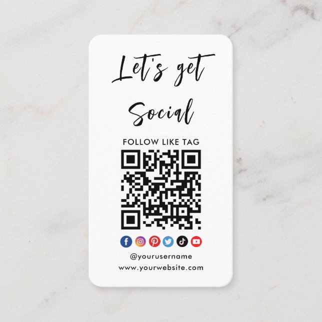 Carte De Visite Connectez-vous à Us Qr Code Professionnel Blanc (Devant)