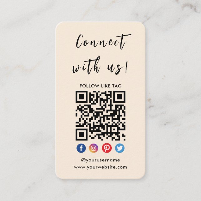 Carte De Visite Connectez-Vous À Us Qr Code Social Media Terracott (Devant)