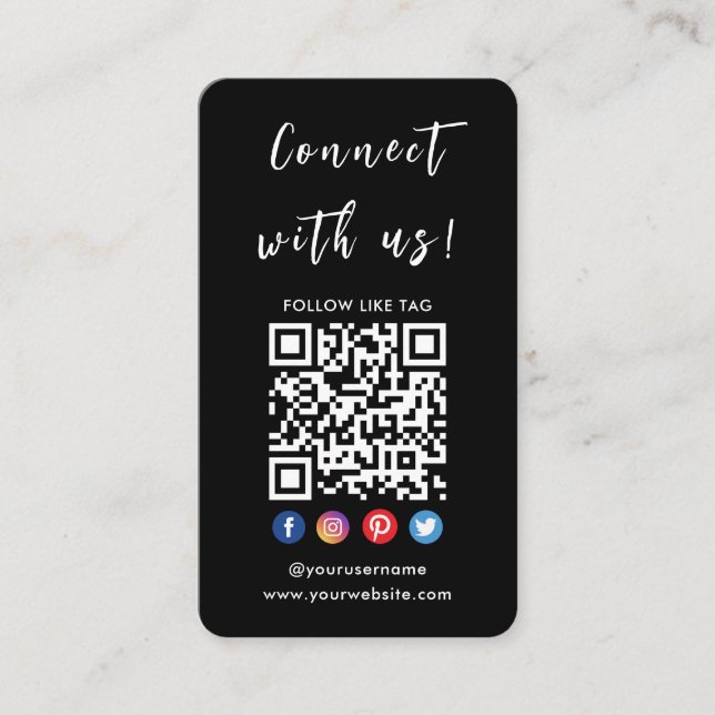 Carte De Visite Connectez-Vous Aux Médias Sociaux Américains Code  (Devant)