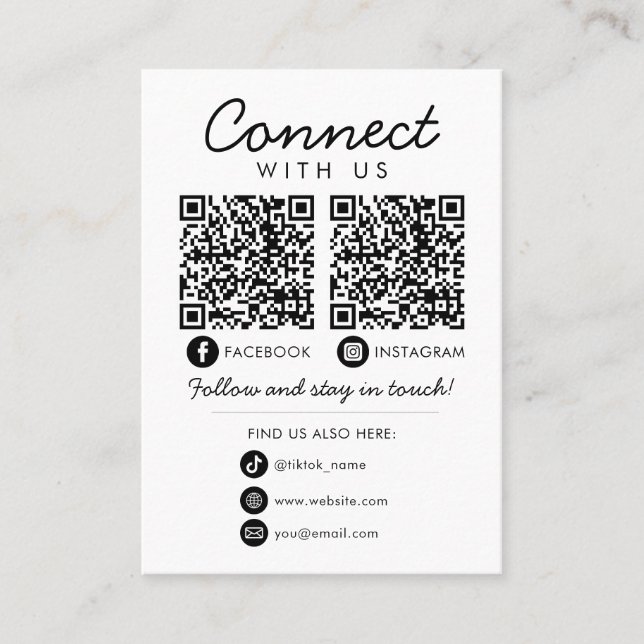 Carte De Visite Connectez-vous aux médias sociaux américains QR Co (Devant)