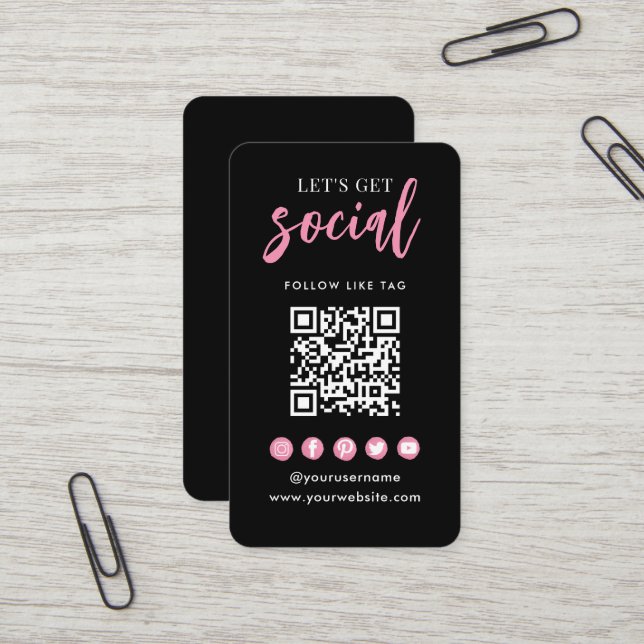 Carte De Visite Connectez-Vous Aux Médias Sociaux Américains QR Co (Devant/Arrière en situation)