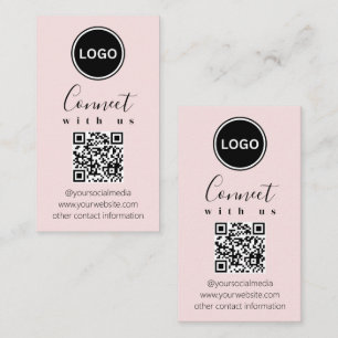 Carte De Visite Connectez-vous avec nous Code QR Modern Blush Pi