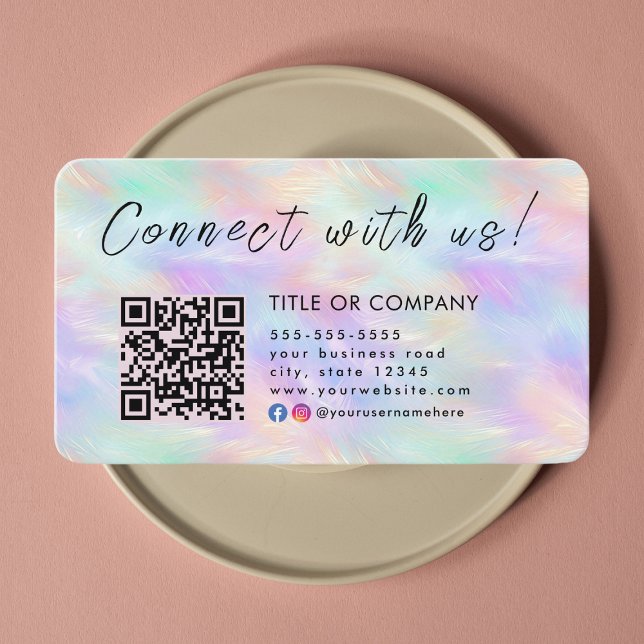 Carte De Visite Connectez-vous avec nous Iridescente Opal Stylish  (Créateur téléchargé)