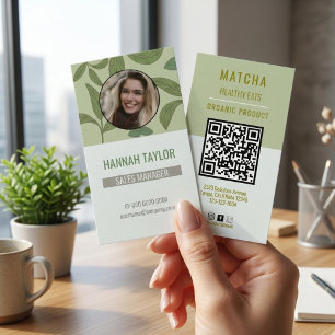 Carte De Visite Connectez-vous avec nous   Logo de thé vert QR Cod