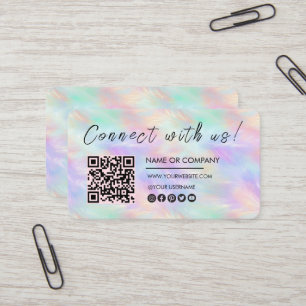 Carte De Visite Connectez-vous avec nous Logo Qr Code Iridescente 