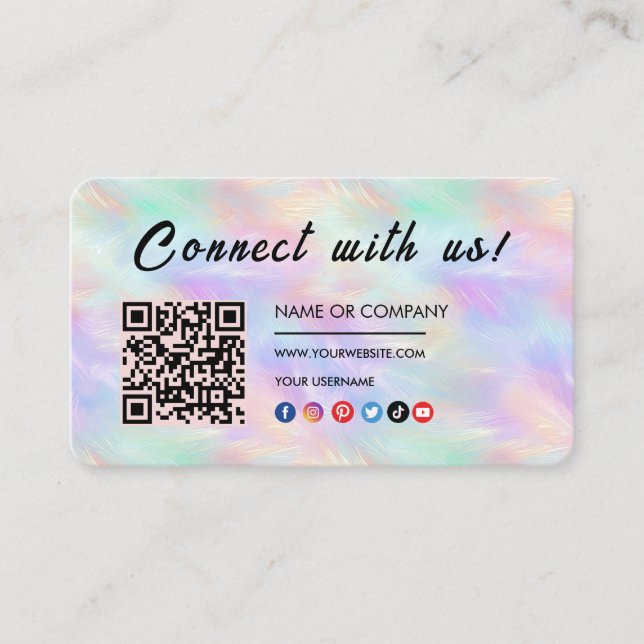 Carte De Visite Connectez-vous avec nous Logo Qr Code Iridescente  (Devant)