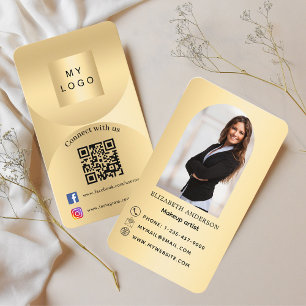 Carte De Visite Connectez-vous avec nous or arche photo Qr médias 