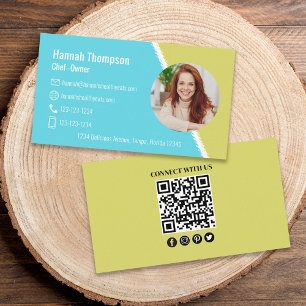 Carte De Visite Connectez-vous avec nous Photo moderne QR Code T