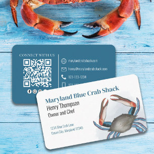 Carte De Visite Connectez-vous avec nous   QR Code Crabe bleu Mer 
