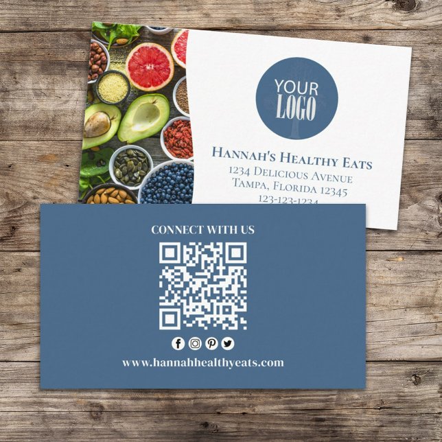 Carte De Visite Connectez-vous avec nous | QR Code Logo simple Pho (Créateur téléchargé)