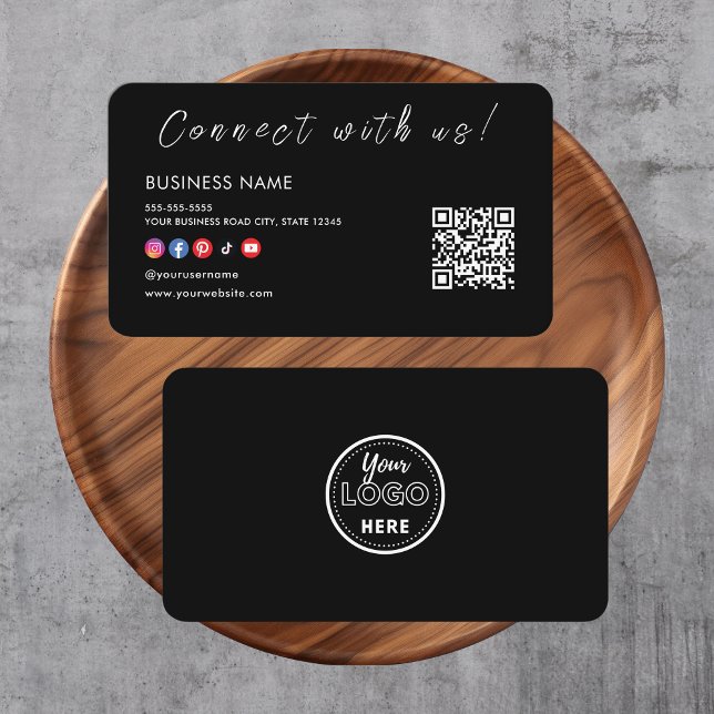 Carte De Visite Connectez-vous avec nous Qr Code Social Media Logo (Créateur téléchargé)