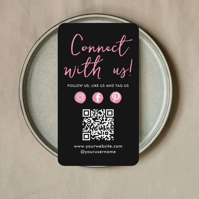 Carte De Visite Connectez-vous avec nous QR Code Social Media Logo (Créateur téléchargé)