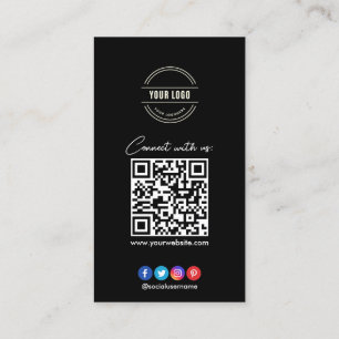 Carte De Visite Connectez-vous avec nous   Social Media QR Code Bl