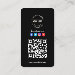Carte De Visite Connectez-vous avec nous   Social Media QR Code Bl