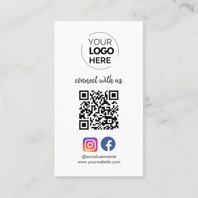 Carte De Visite Connectez-vous avec nous | Social Media QR Code Bl (Devant)