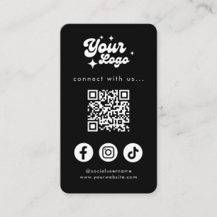 Carte De Visite Connectez-vous avec nous Social Media QR Code noir