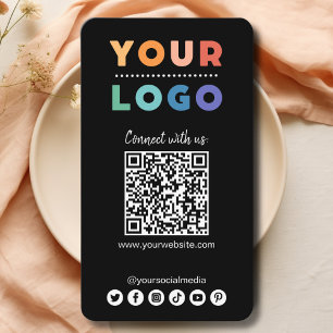 Carte De Visite Connectez-vous avec nous Social Media QR Code noir