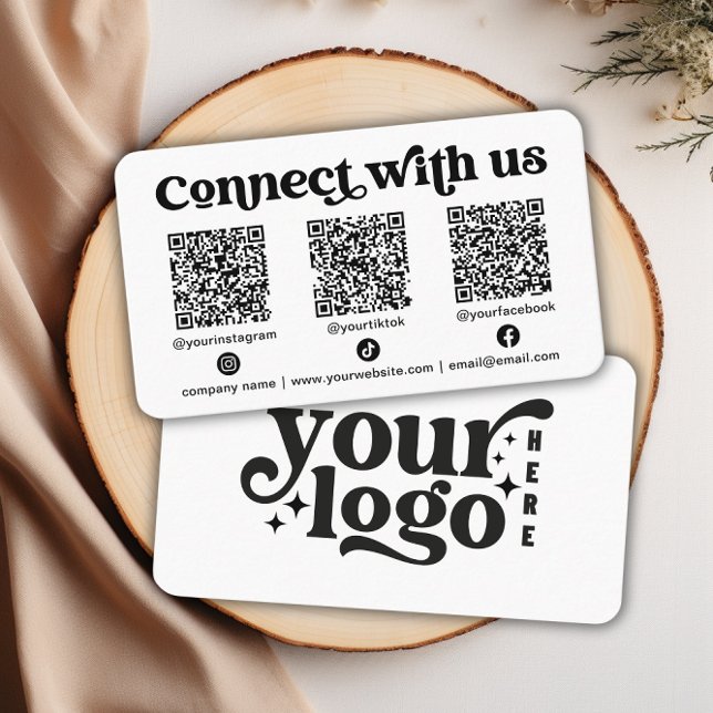 Carte De Visite Connectez-vous avec nous Social Media QR White Bus (Connect with us Social Media QR White Business Business Card)