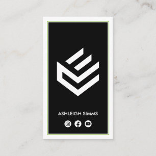 Carte De Visite Connectez-vous sur les médias sociaux Black Border