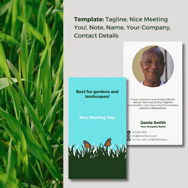 Carte De Visite Connexions Flutting : Nice Meeting You Garden (Fluttering Connections: Nice Meeting You Garden Business Card, Photo, Note, name, Contact Details)